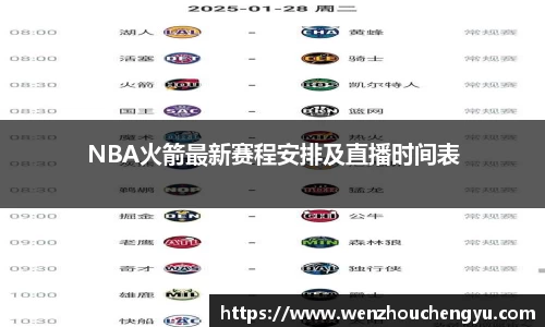 NBA火箭最新赛程安排及直播时间表